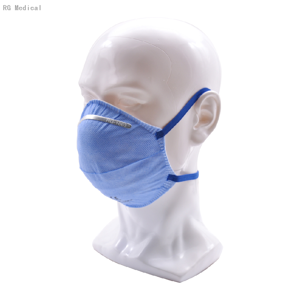 Masque anti-particules jetable Ffp2 en forme de tasse bleue