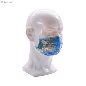 Masque facial jetable à 3 plis de style camouflage bleu numérique